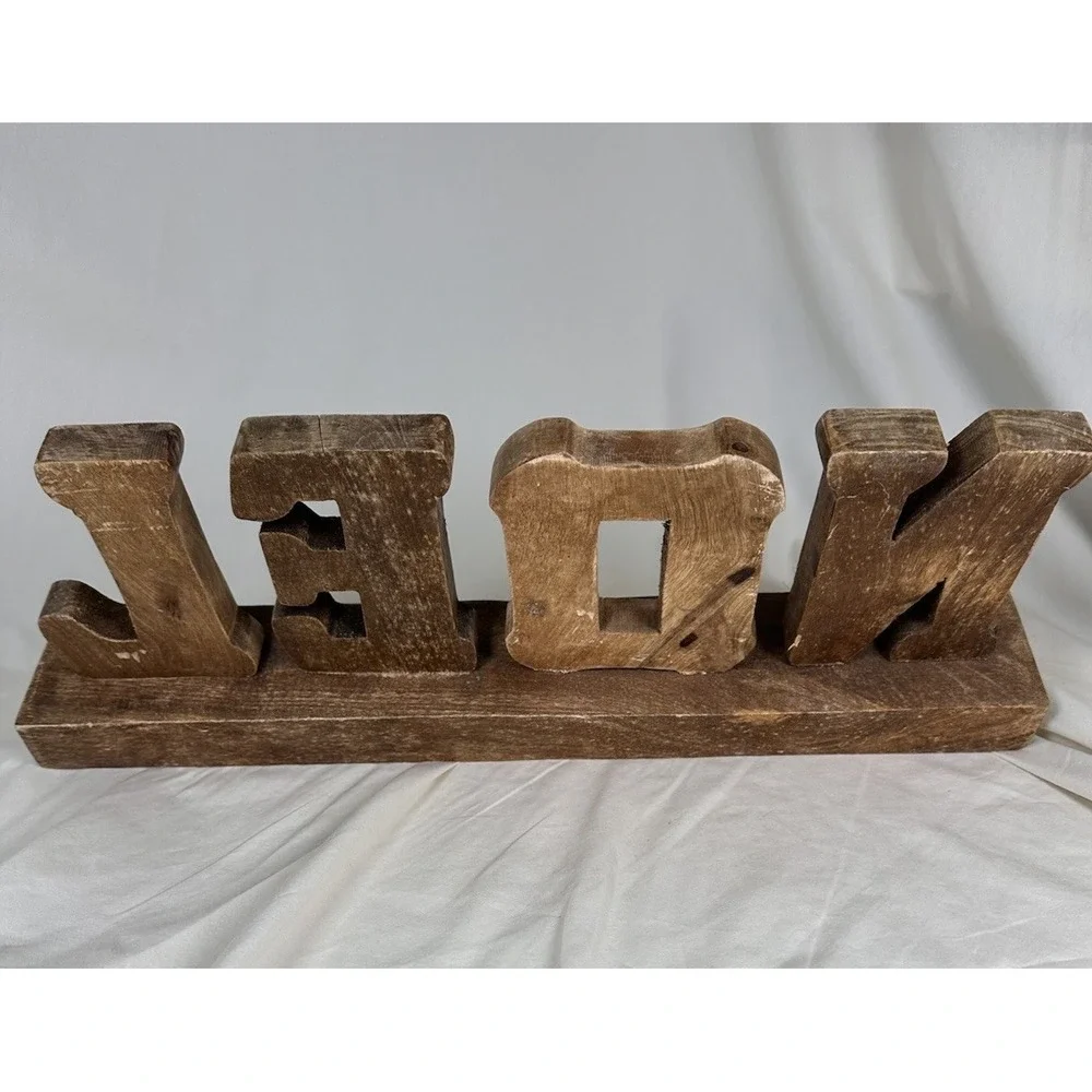 Handmade Wood NOEL Wall Hook Rack Mosaic Mirror Letters Christmas Decor India‎